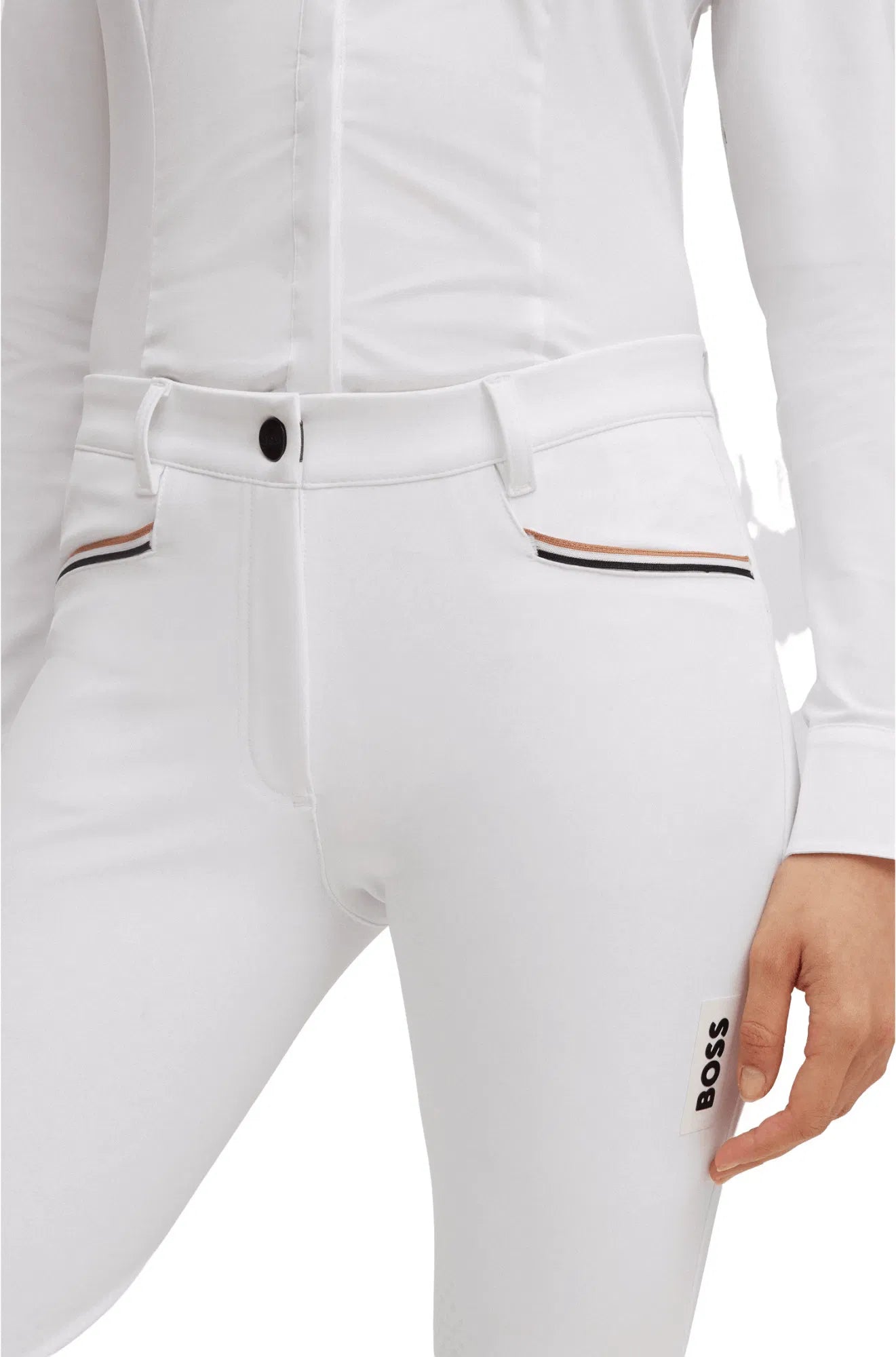 Boss Equestrian Ladies Hazel Knee Grip Breeches - White