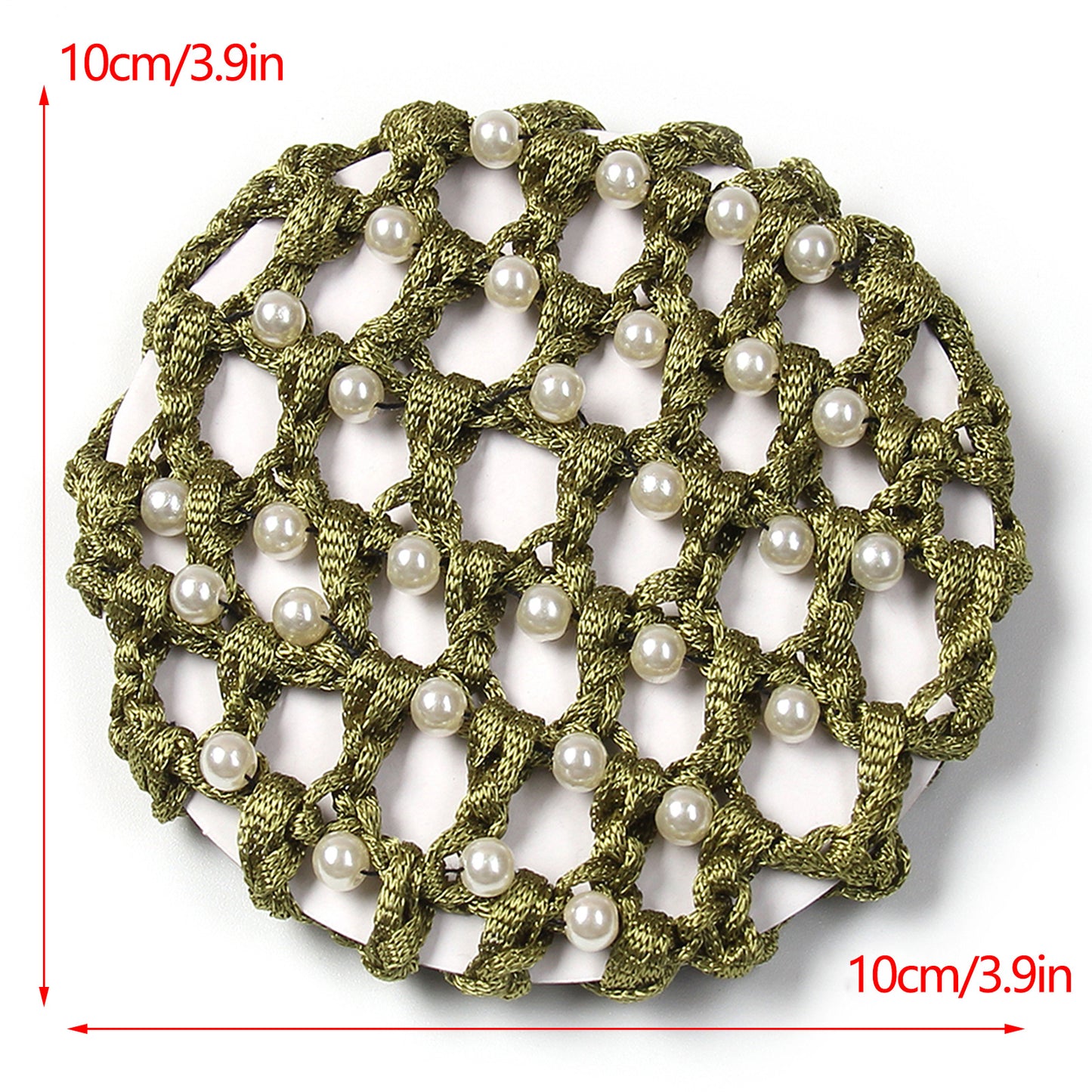 THD Crocheted Ribbon Hair Bun Net with Pearls