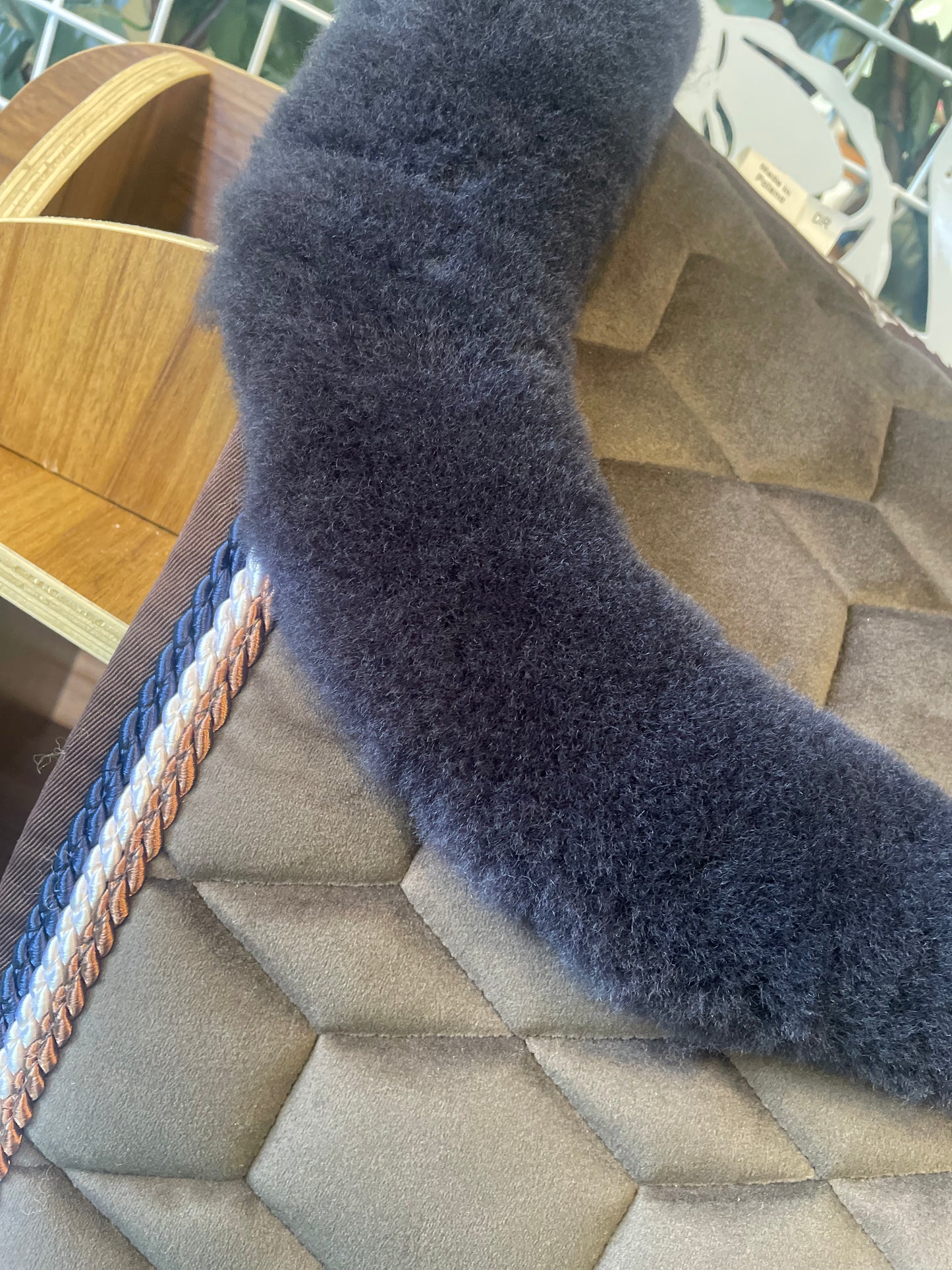 Mattes Eurofit Dressage SaddlePad - Brown Velvet - Top Sheepskin - Medium