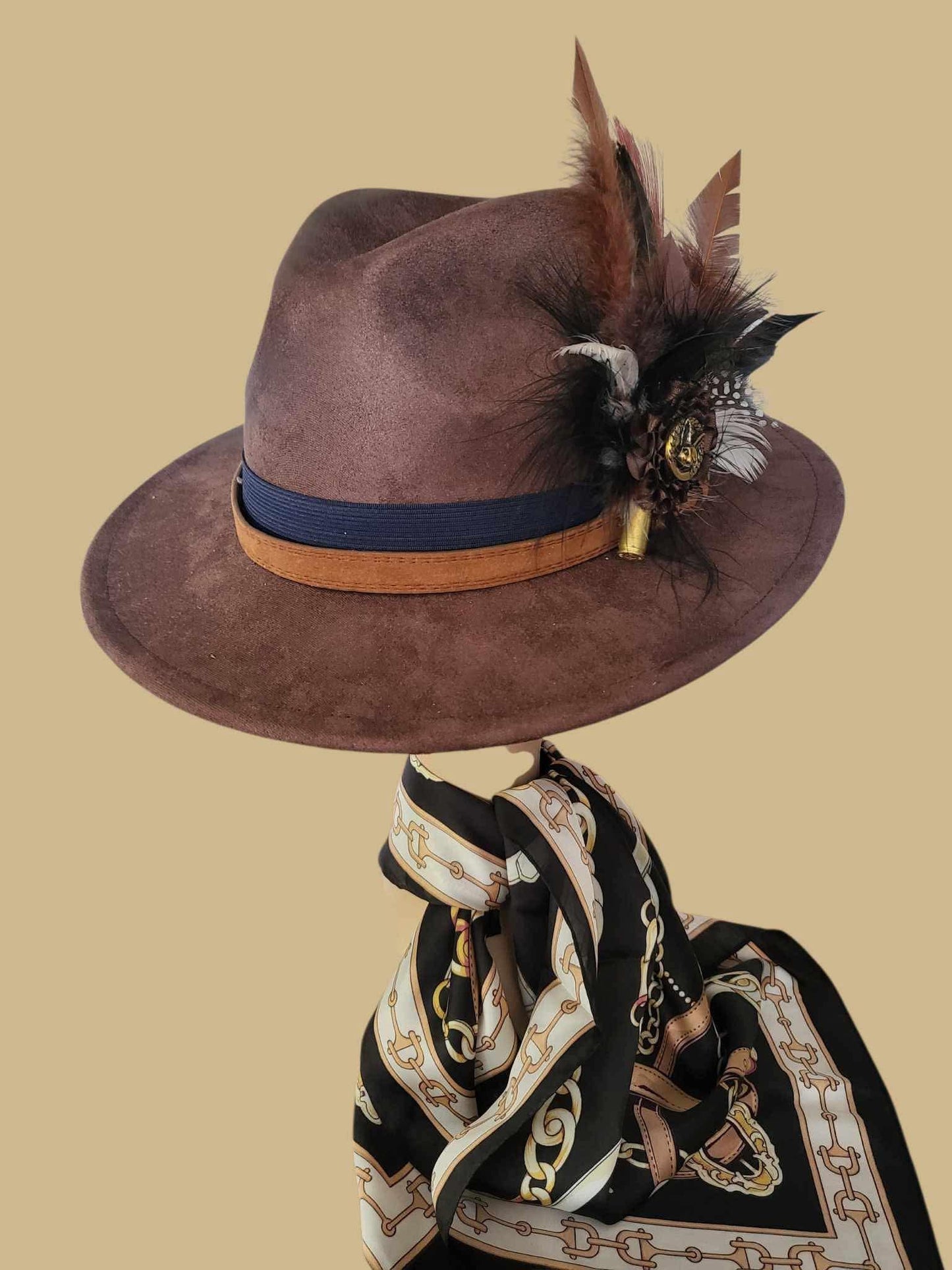 Parkhill Brown Fedora with Feather Pin