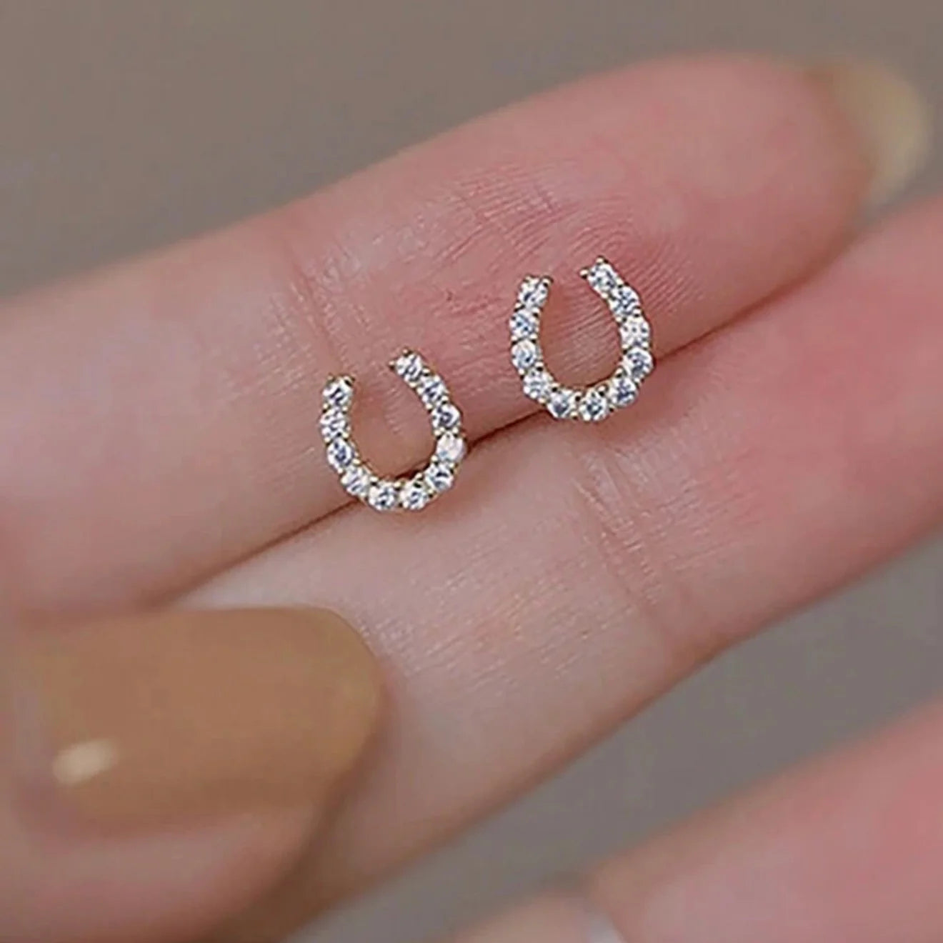 Cavallo Collections Mini Horseshoe Cubic Zirconia Studs