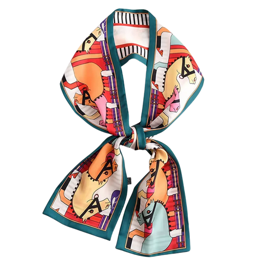 PIBER Horse Design, Silk Look Satin Skinny Scarf