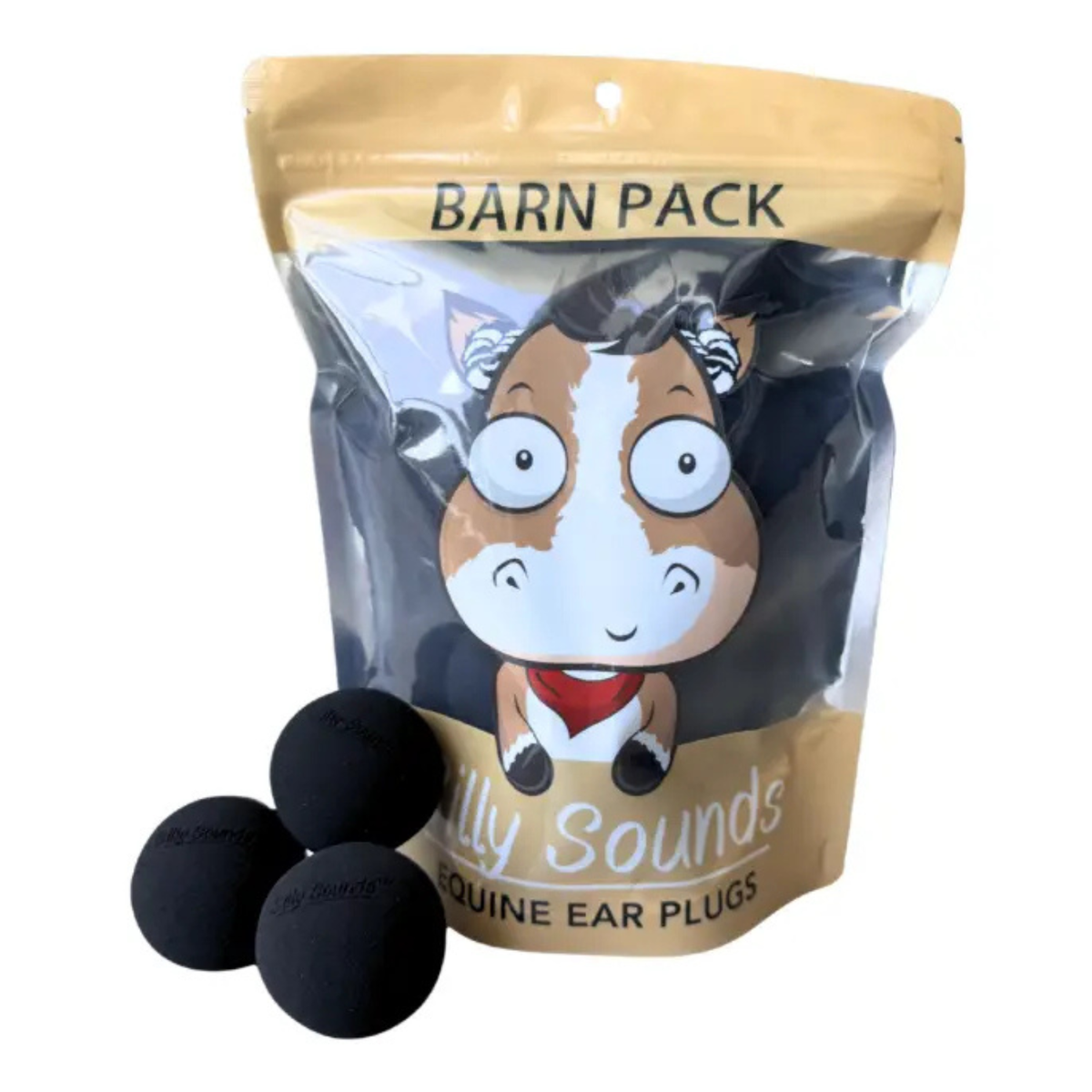 Silly Sounds Equine Ear Plugs - Black Sponge - Horse Size