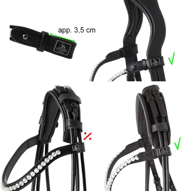 SD Design L'Unique Browband - Black/Rose Gold