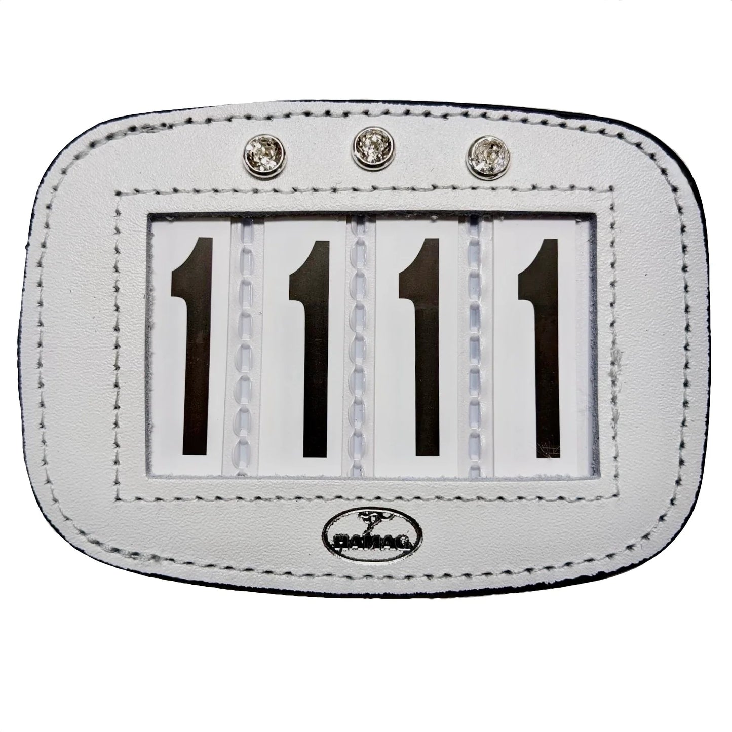Hamag Leather Bridle Number Holders (Pair) - Swarovski Crystals
