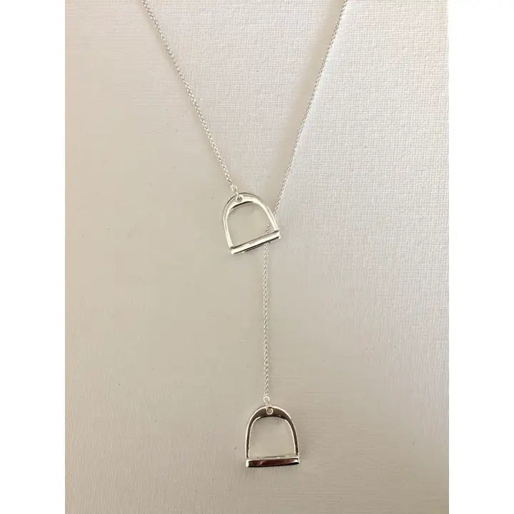 Carol Young Silver English Saddle Stirrup "Y" Necklace