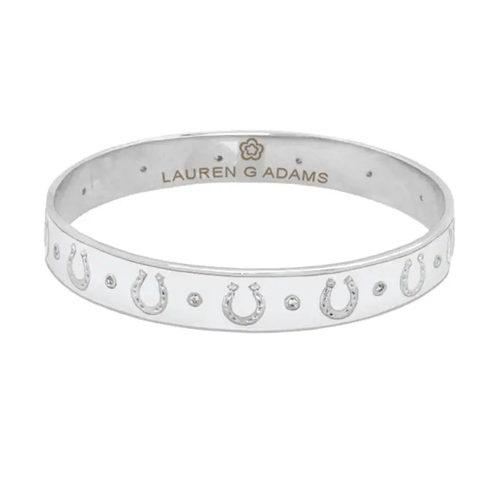 Lauren G Adams Equestrian Horse Shoe Bangle - White/Silver