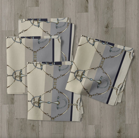 All Designs Equine - Navy Equestrian Dining Decor Elegant Table Napkin (Set of 4)