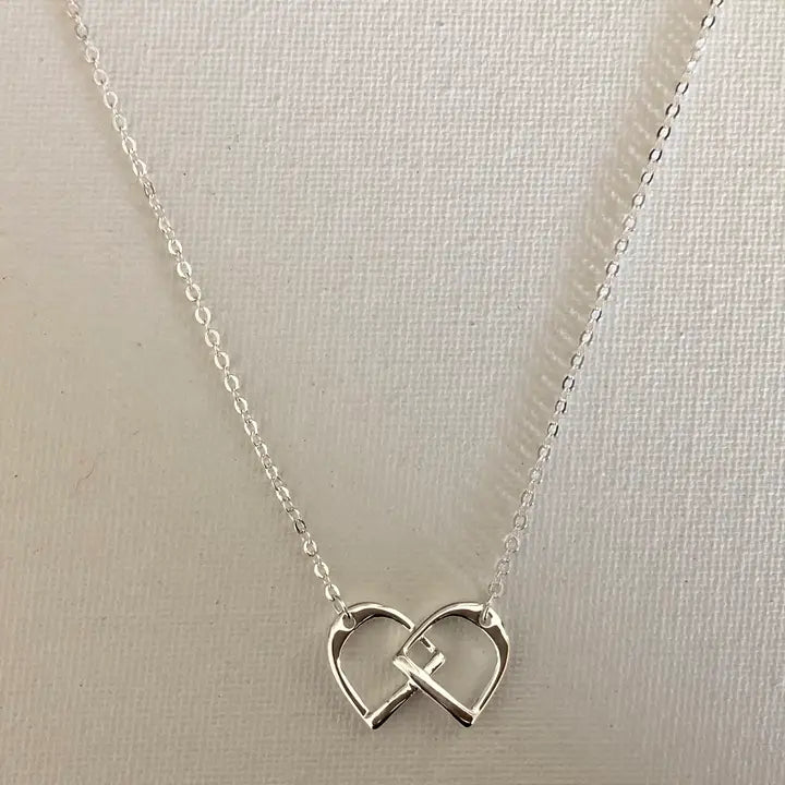 Carol Young Silver English Saddle Double Stirrup Necklace - On Card