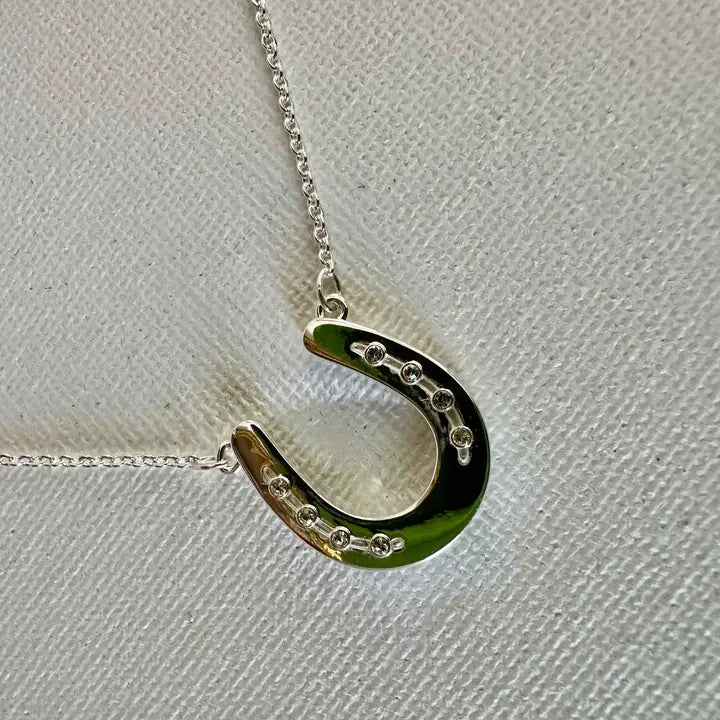 Carol Young Silver Petite Single Horseshoe Necklace - On Card