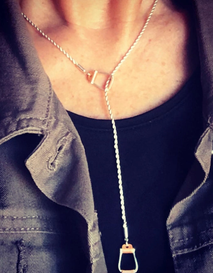 Carol Young Silver Saddle Stirrup "Y" Necklace