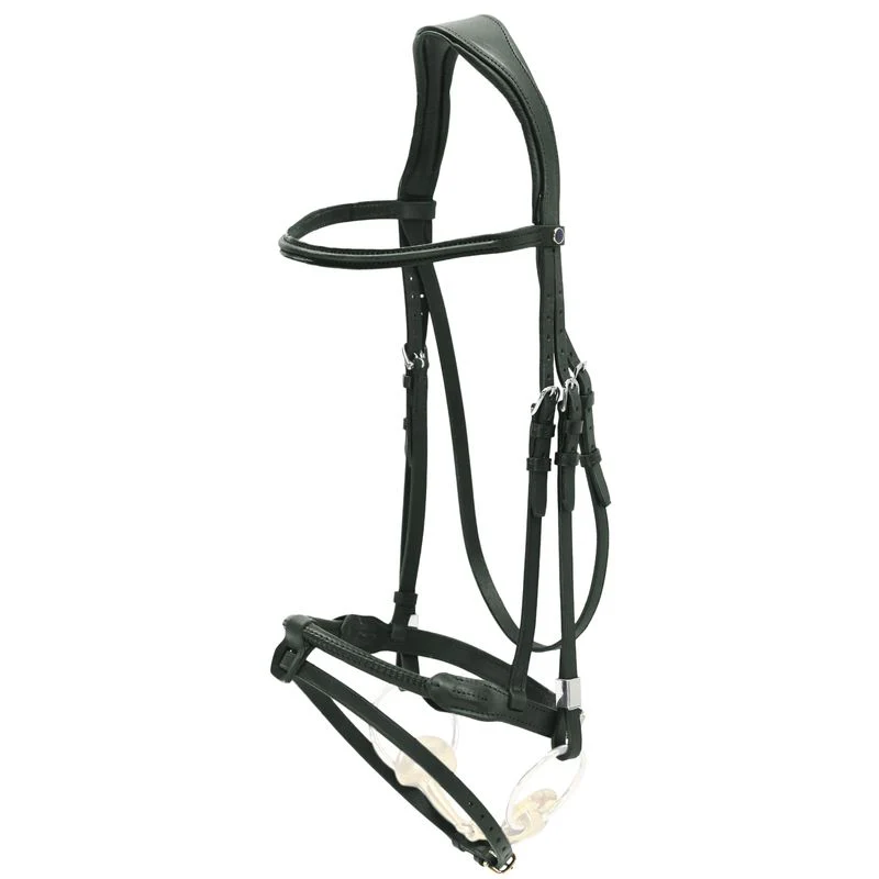 Stubben Pro-Jump Bridle Slide & Lock - Leather Covered Rope Noseband