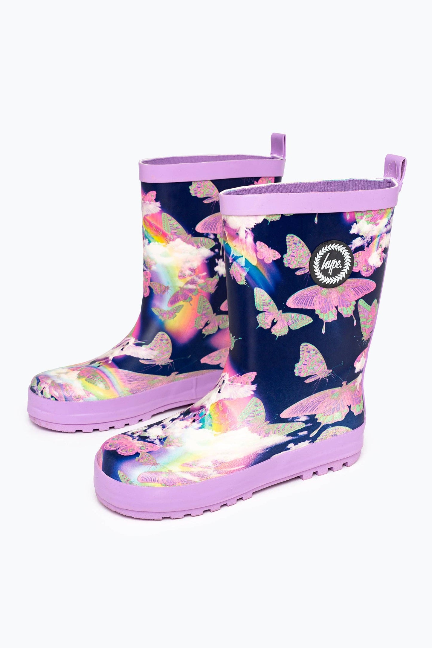 JHB2C LTD - HYPE KIDS PURPLE PEGASUS RUBBERISED CREST WELLIES - UK2/2.5 Only