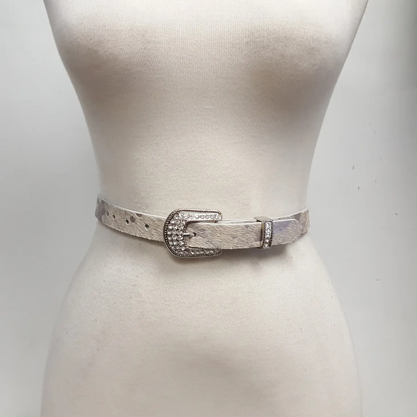 Axesoria West - Western Crystal Buckle and Loop w. Genuine Cow Hair Belt - Small Only