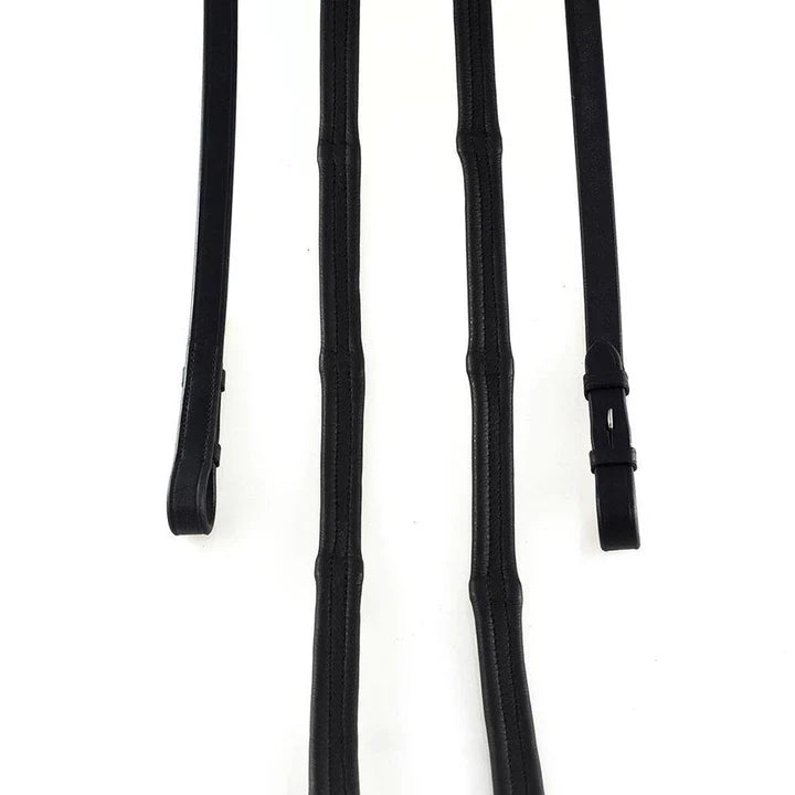 Flexible Fit Padded Leather Reins 5/8 Billets