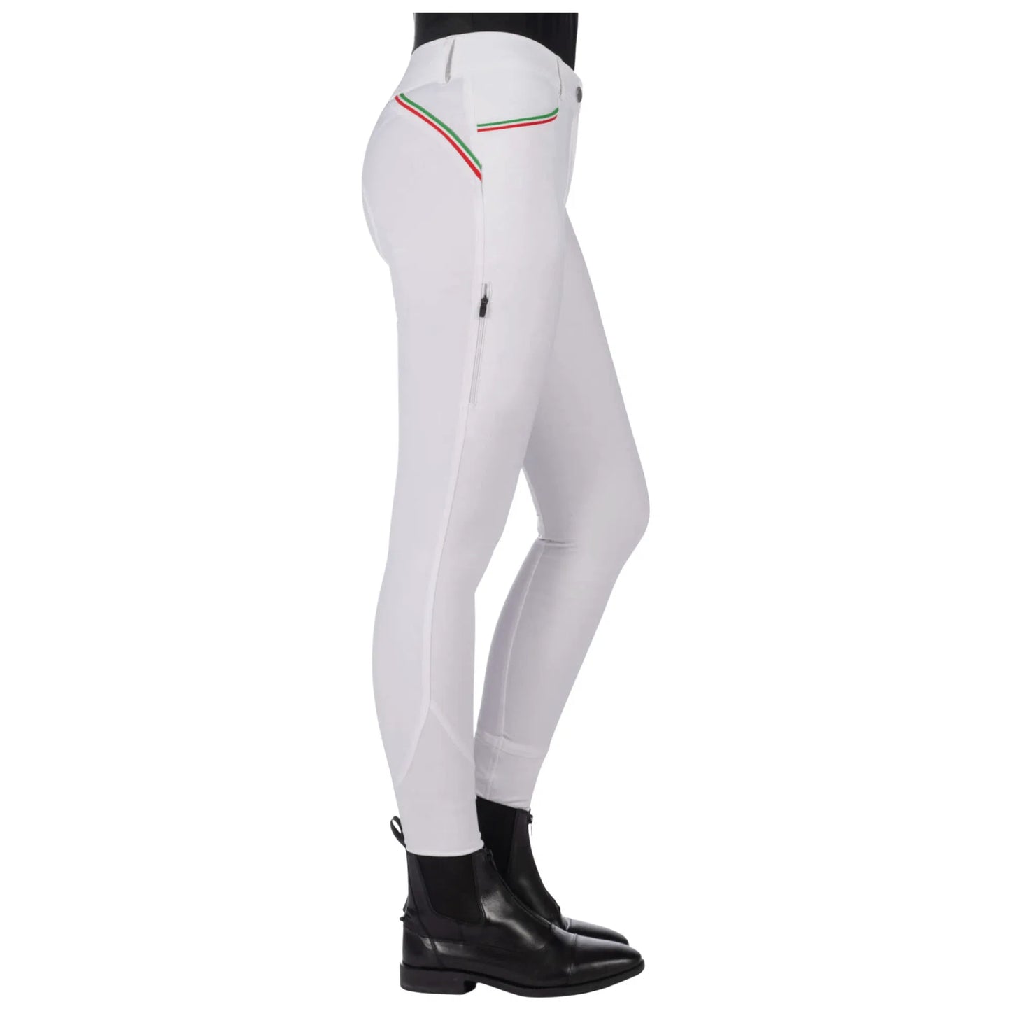 HKM Laura Garrelli Riding Breeches Full Seat - Livigno Sportive - White & Taupe