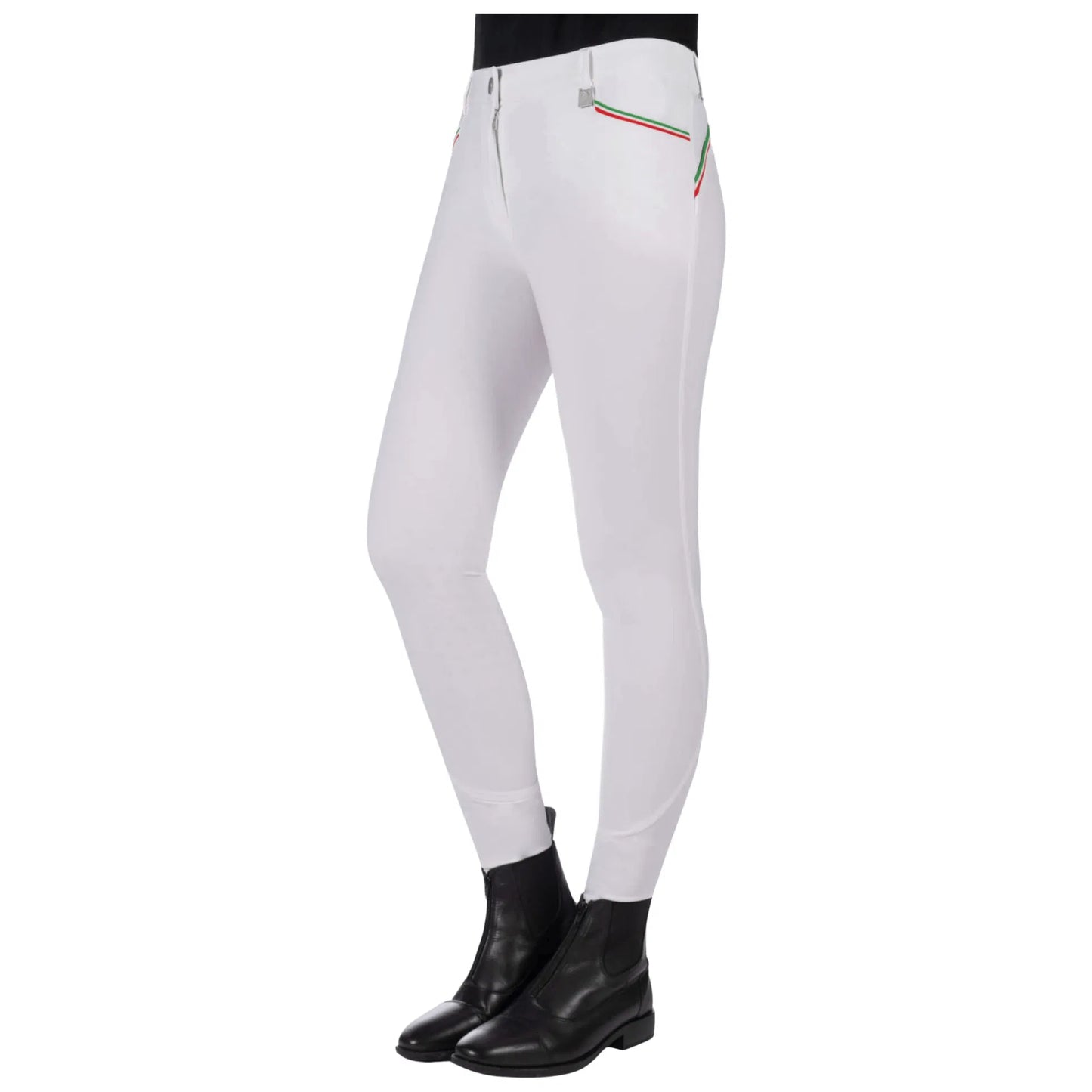 HKM Laura Garrelli Riding Breeches Full Seat - Livigno Sportive - White & Taupe