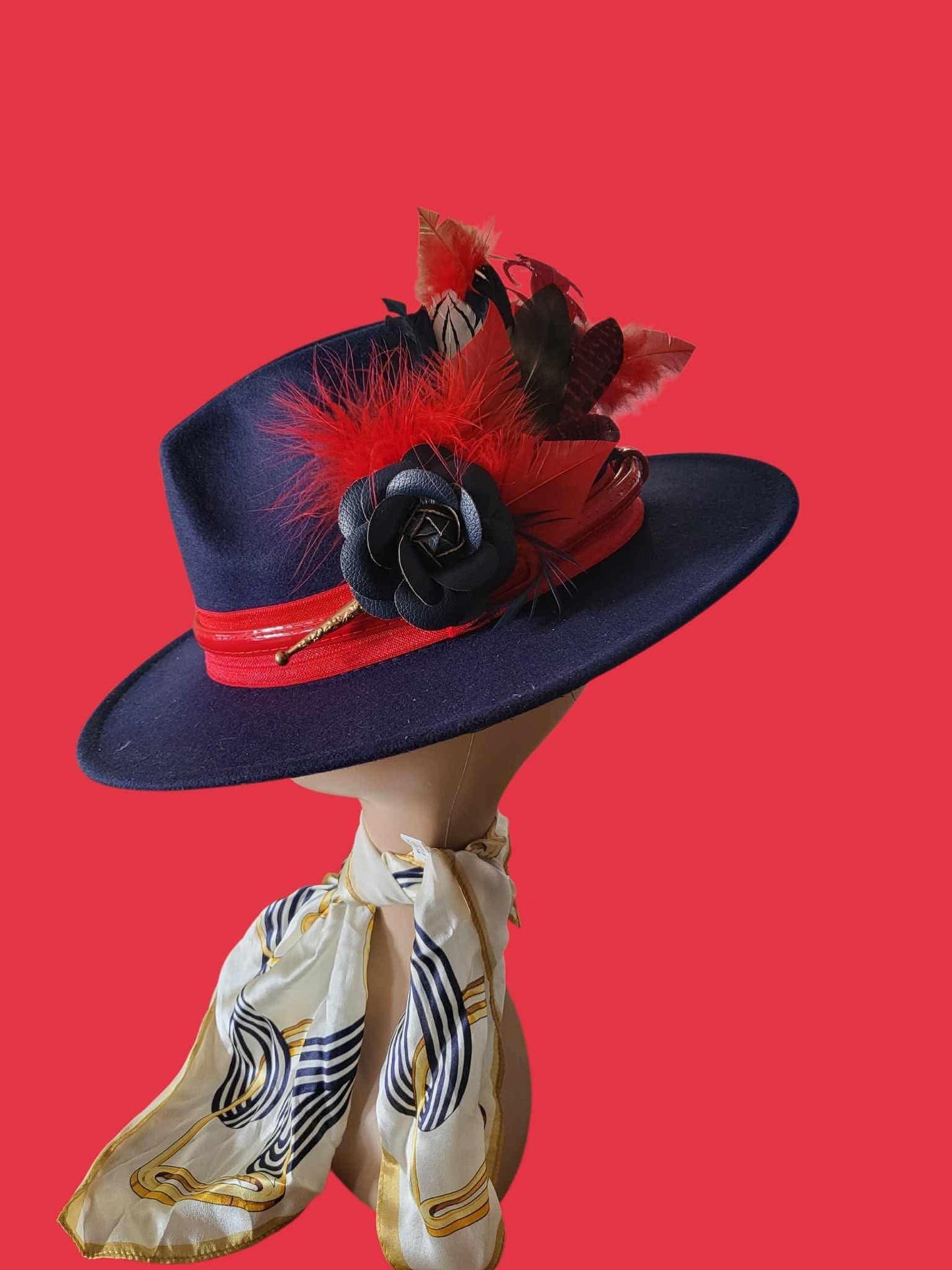 Parkhill Navy Fedora with Feather Pin