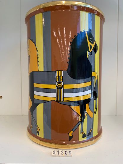THD Orange and Black Horse Design Vase