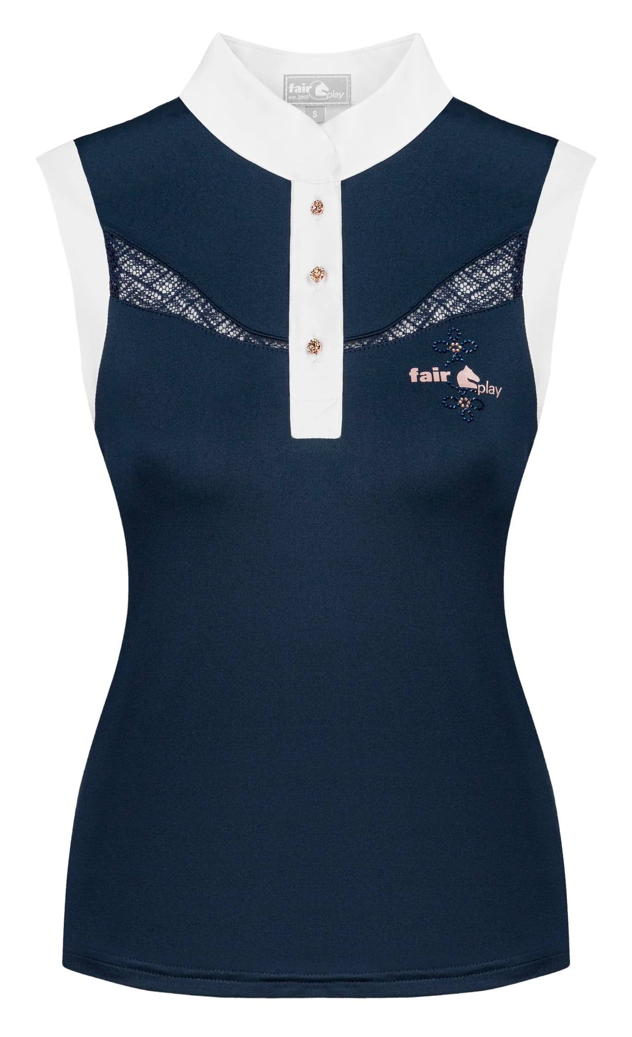 FairPlay Cecile Navy Rose Gold Sleeveless Shirt