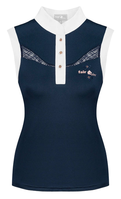 FairPlay Cecile Navy Rose Gold Sleeveless Shirt