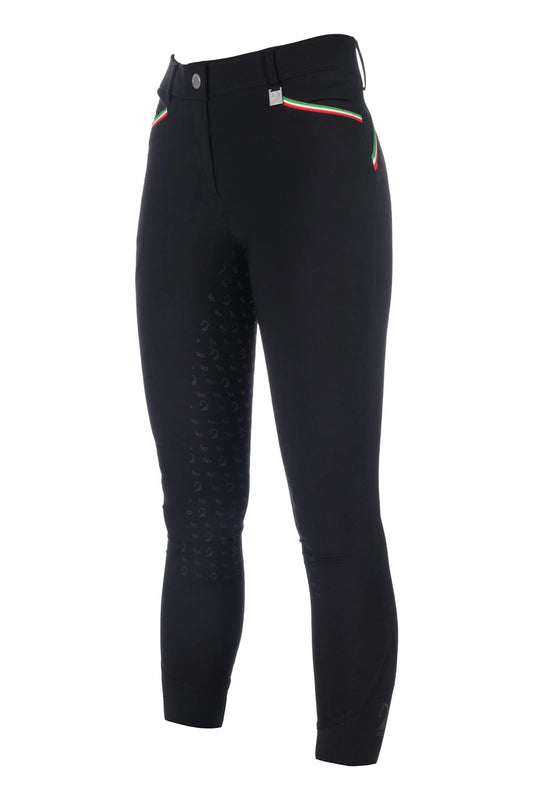 HKM Laura Garrelli Riding Breeches Full Seat - Livigno Sportive - Black & Deep Green
