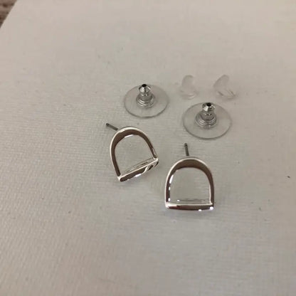 Carol Young Silver English Saddle Stirrup Earrings - On Card