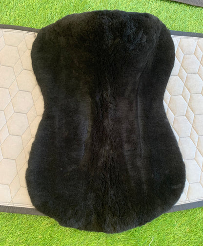 Mattes Eurofit Dressage SaddlePad - Black Velvet - Sheepskin Top & Bottom - Large
