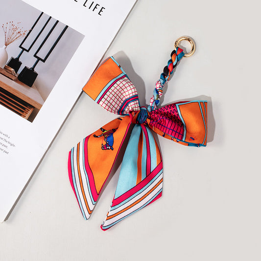 SALLY Horse Print Silk Scarf Keyring/Bag Charm
