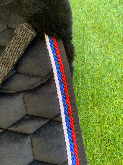 Mattes Eurofit Dressage SaddlePad - Black Velvet - Sheepskin Top & Bottom - Large