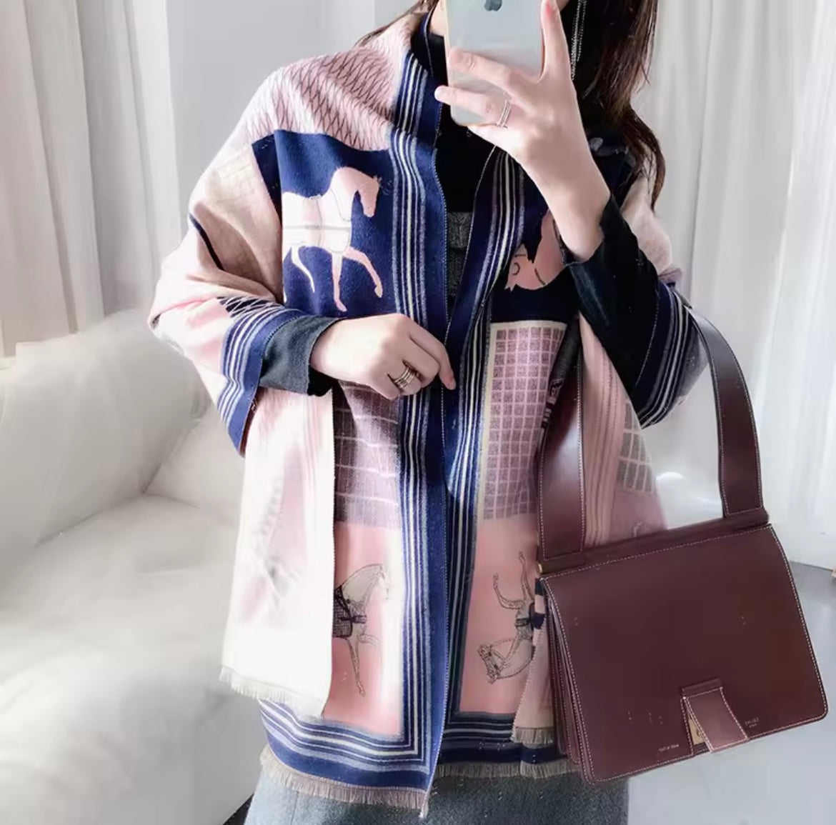 Horse Print Cashmere Scarf