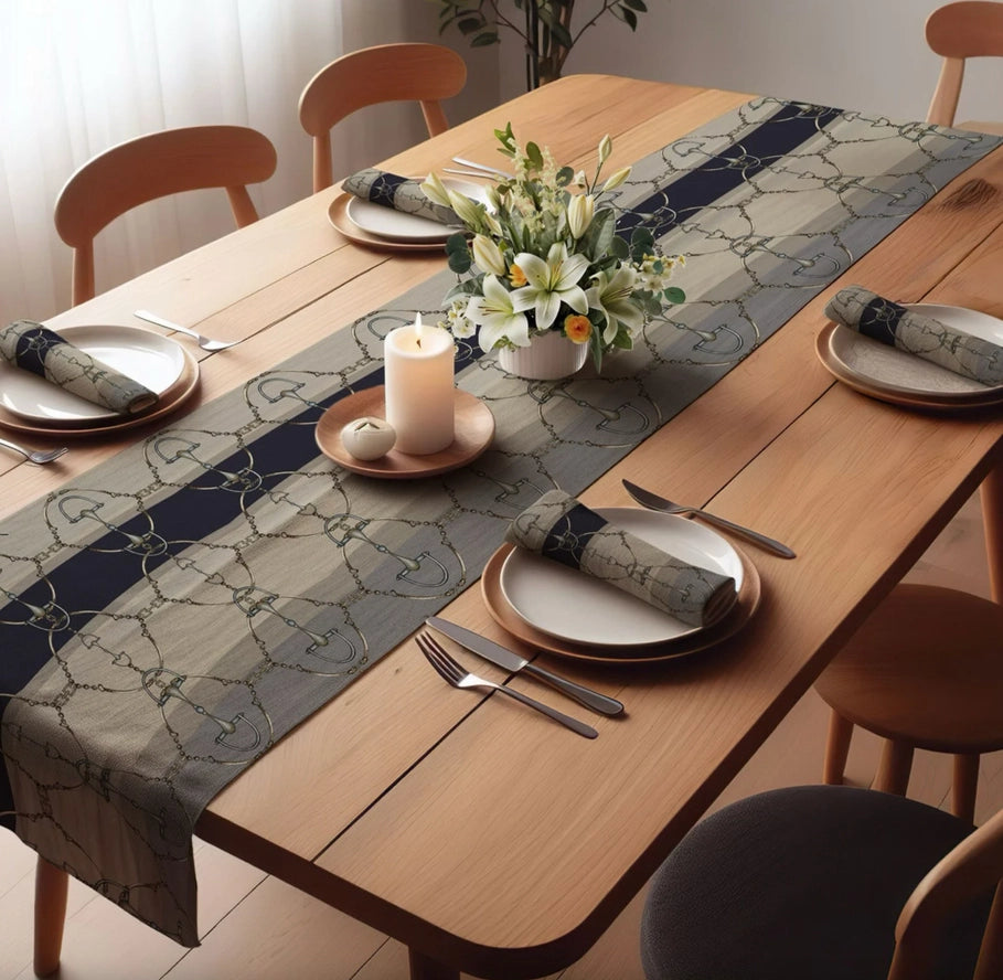 All Designs Equine - Navy Equestrian Dining Decor Elegant Table Napkin (Set of 4)