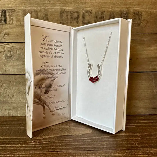 Carol Young Silver Horseshoe Necklace with Roses