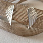 Carol Young Silver Angel Wings Post Back Earrings - On Card