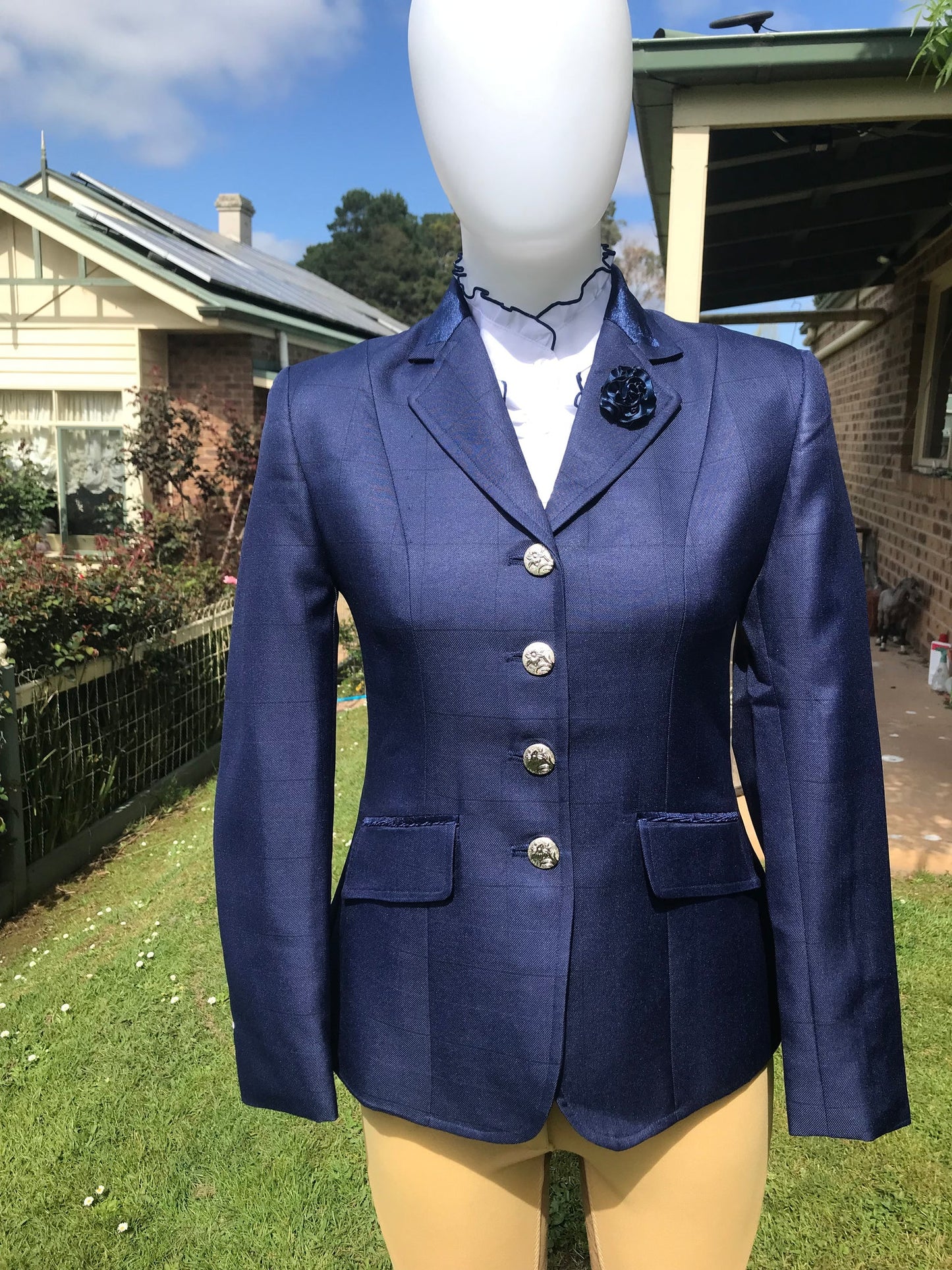 Top Shelf Ladies Navy Fine Self Check Hunter Jacket