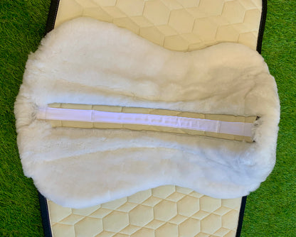 Mattes Square Dressage SaddlePad - White Velvet - Sheepskin Top & Bottom - Large