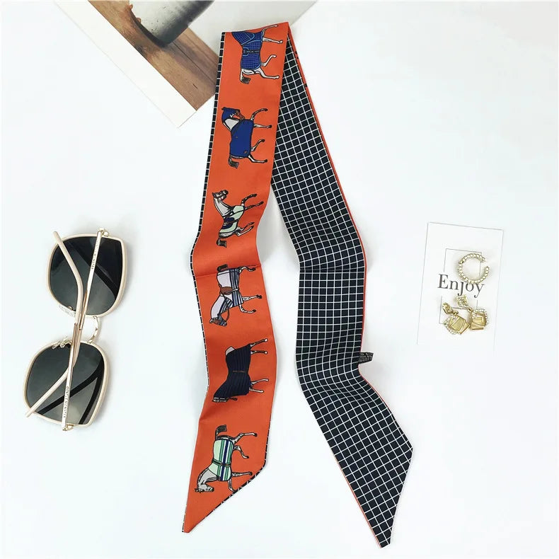 STEPHANIE Horse Design Twilly Scarf, Hair or Handbag Tie - 85x5cm