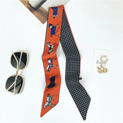 STEPHANIE Horse Design Twilly Scarf, Hair or Handbag Tie - 85x5cm
