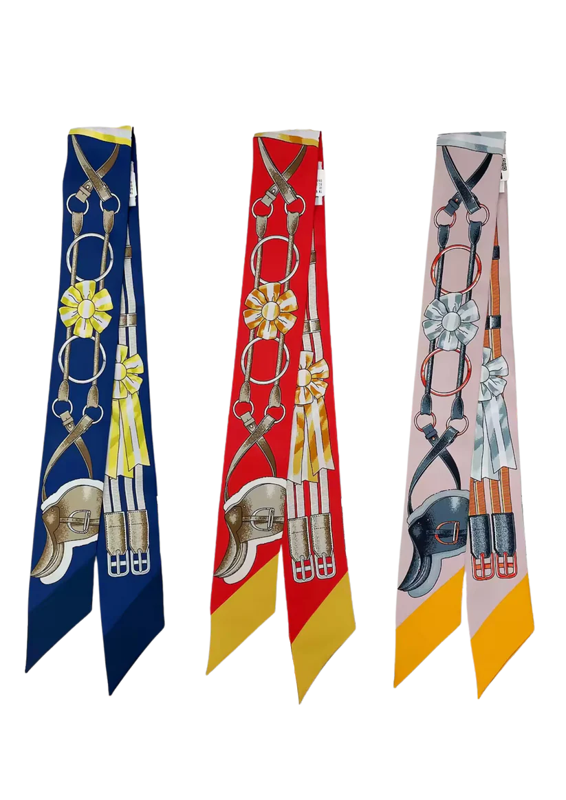 ORLANDO Horse Design Twilly Scarf, Hair or Handbag Tie - Pure Silk