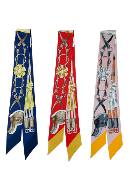 ORLANDO Horse Design Twilly Scarf, Hair or Handbag Tie - Pure Silk