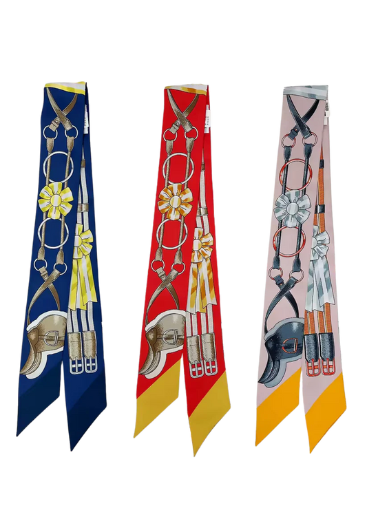 ORLANDO Horse Design Twilly Scarf, Hair or Handbag Tie - Pure Silk
