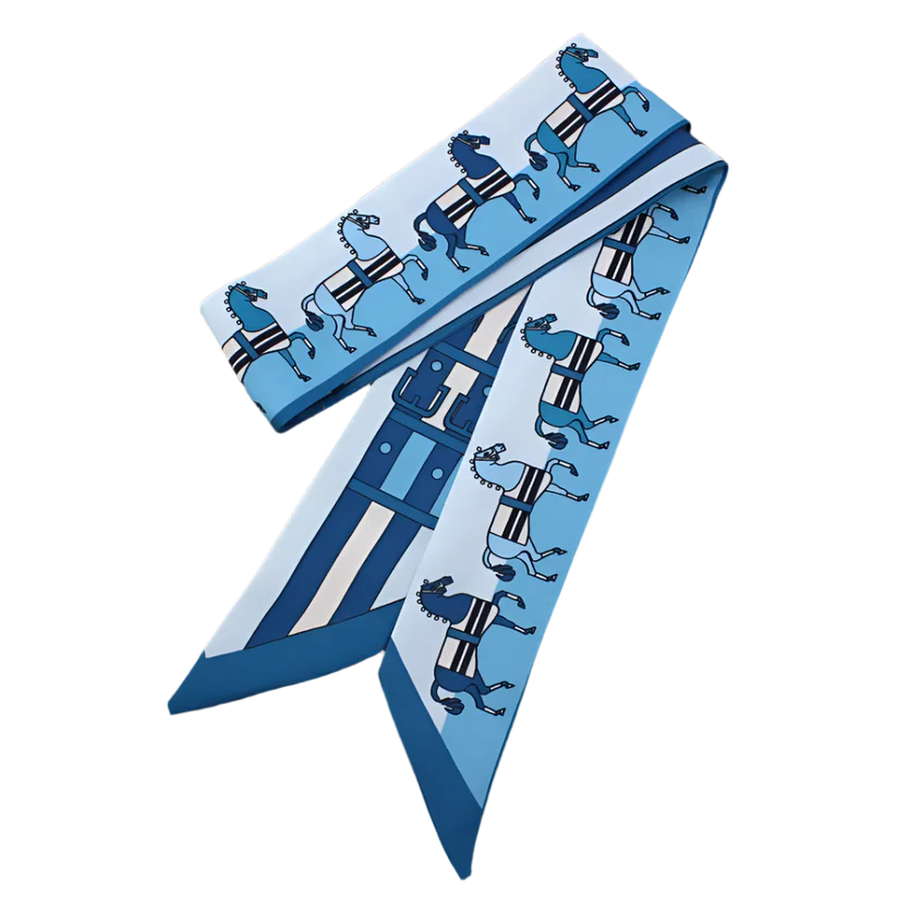 PAULETTE Horse Design Twilly Scarf, Hair or Handbag Tie - 85x5cm