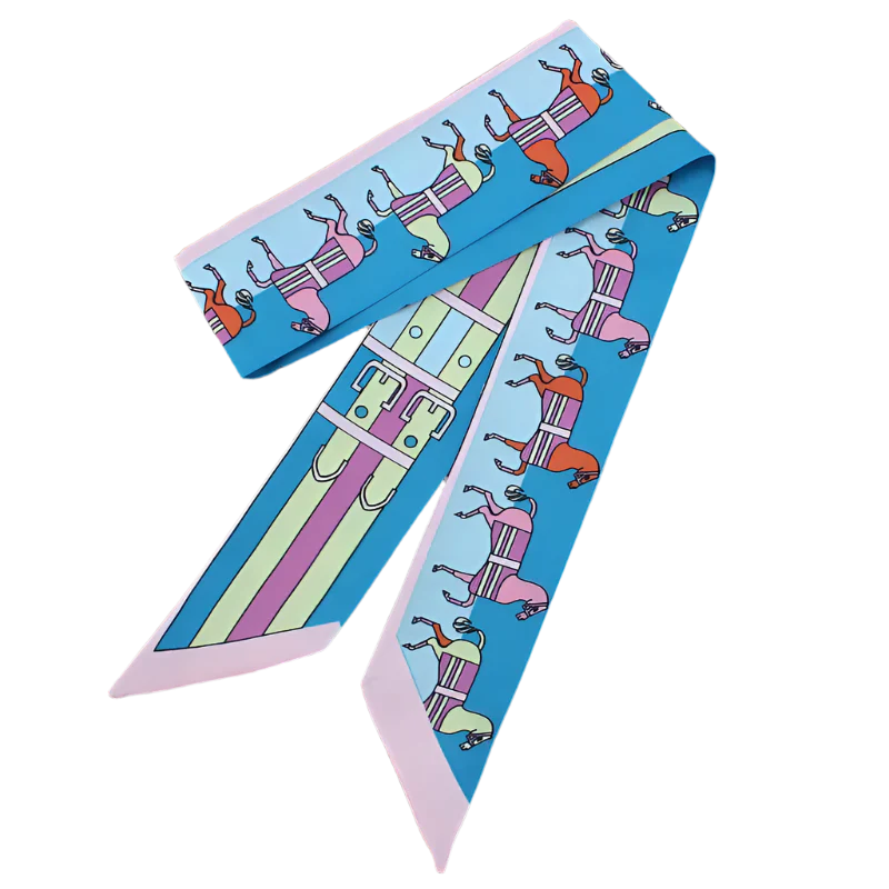 PAULETTE Horse Design Twilly Scarf, Hair or Handbag Tie - 85x5cm