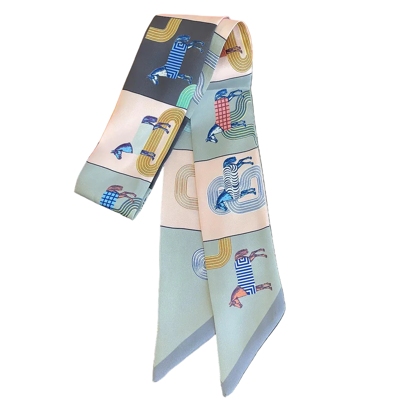 LYON Horse Design Twilly Scarf, Hair or Handbag Tie - 85x5cm