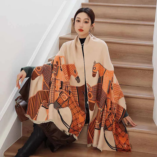DANA Horse Design Cashmere Blend Pashmina/Shawl - 180x65cm