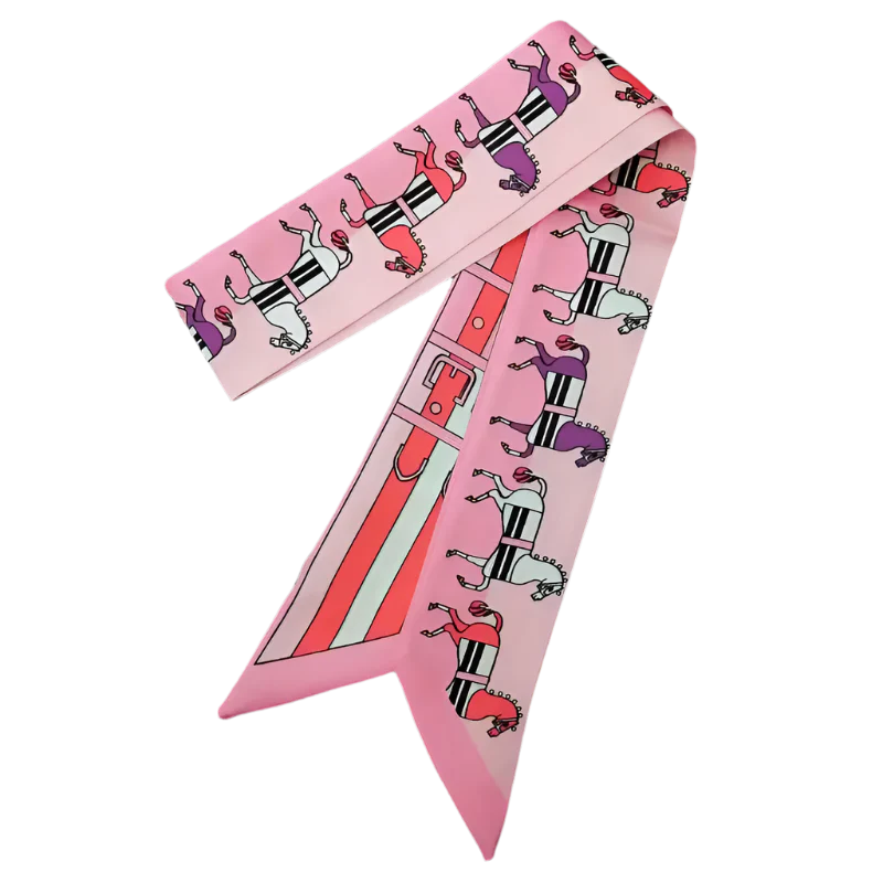 PAULETTE Horse Design Twilly Scarf, Hair or Handbag Tie - 85x5cm