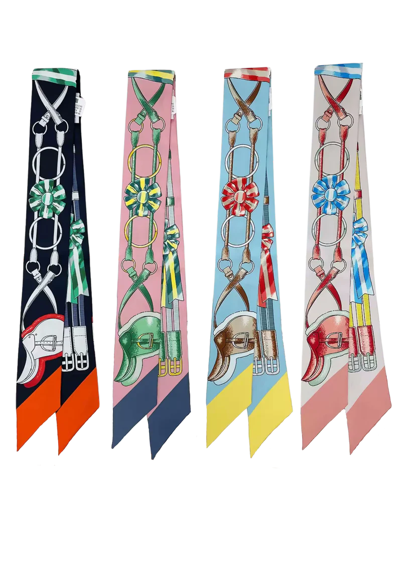 ORLANDO Horse Design Twilly Scarf, Hair or Handbag Tie - Pure Silk