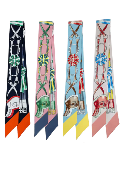 ORLANDO Horse Design Twilly Scarf, Hair or Handbag Tie - Pure Silk