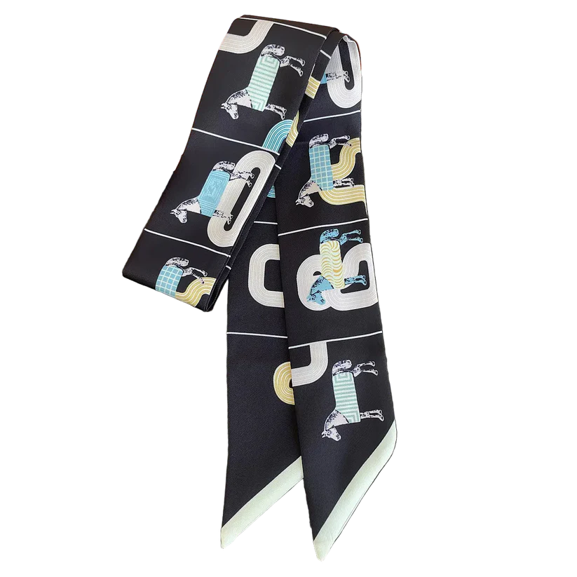 LYON Horse Design Twilly Scarf, Hair or Handbag Tie - 85x5cm
