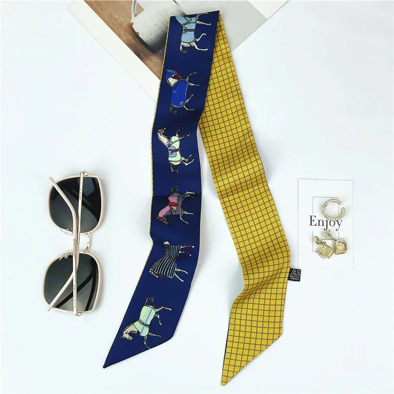 STEPHANIE Horse Design Twilly Scarf, Hair or Handbag Tie - 85x5cm
